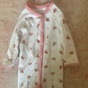 Ralph Lauren Pink and White Bear Footie Pajamas